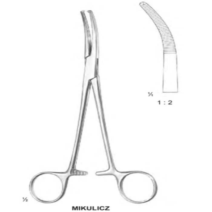 Mikulicz Peritoneal Clamp Forceps, 1X2 Teeth, 20.5cm