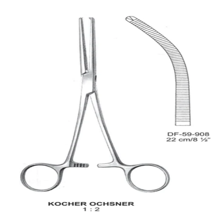 Kocher-Ochsner Artery Forceps, Cvd, 1X2 Teeth, 22Cm