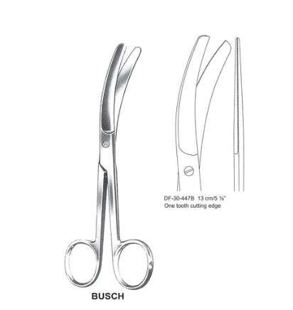 Busch Umblical Scissors, One Tooth Cutting Edge, 13Cm