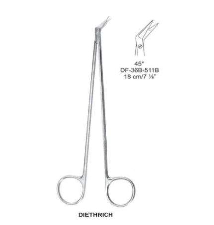 Diethrich Coronary Scissors, 45°, 18 Cm
