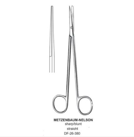 Metzenbaum-Nelson Dissecting Scissor, Str, Sh-Bl, 20Cm