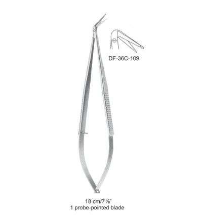 Micro Scissors, One Probe-Pointed Blade, 125°, 18Cm