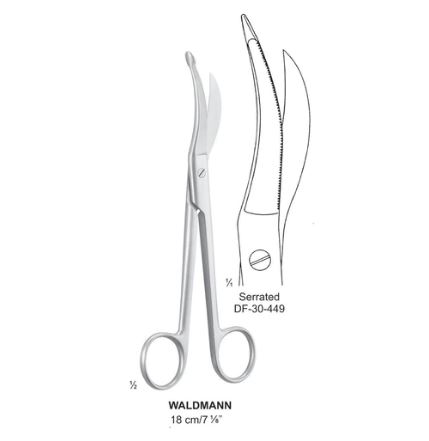Waldmann Episiotomy Scissors, Serrated, 18Cm